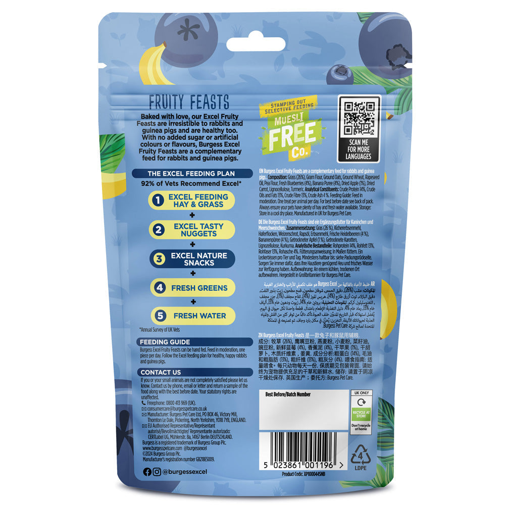 Burgess Excel Fruity Feasts Treats for Rabbits and Guinea Pigs – 60g - Valuepet.ie