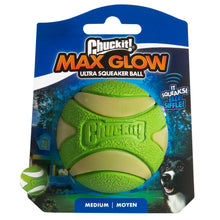 Chuckit! Max Glow Ultra Squeaker Ball Medium Fetch Dog Toy
