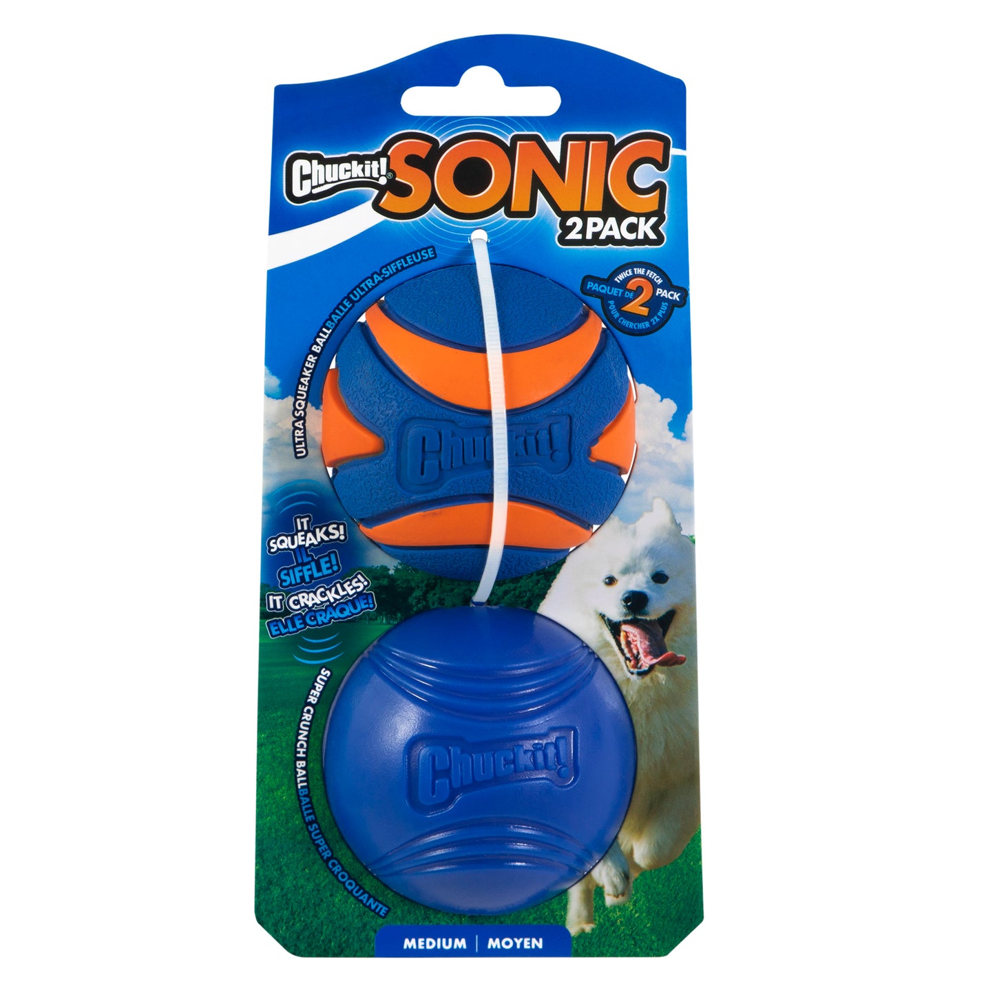 Chuckit! Medium Sonic Ball Dog Toy – 2 Pack