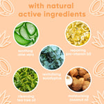 Buddycare Flea and Tick Shampoo natural active ingredients: aloe vera, pro vitamin B5, eucalyptus, tea tree oil, coconut oil