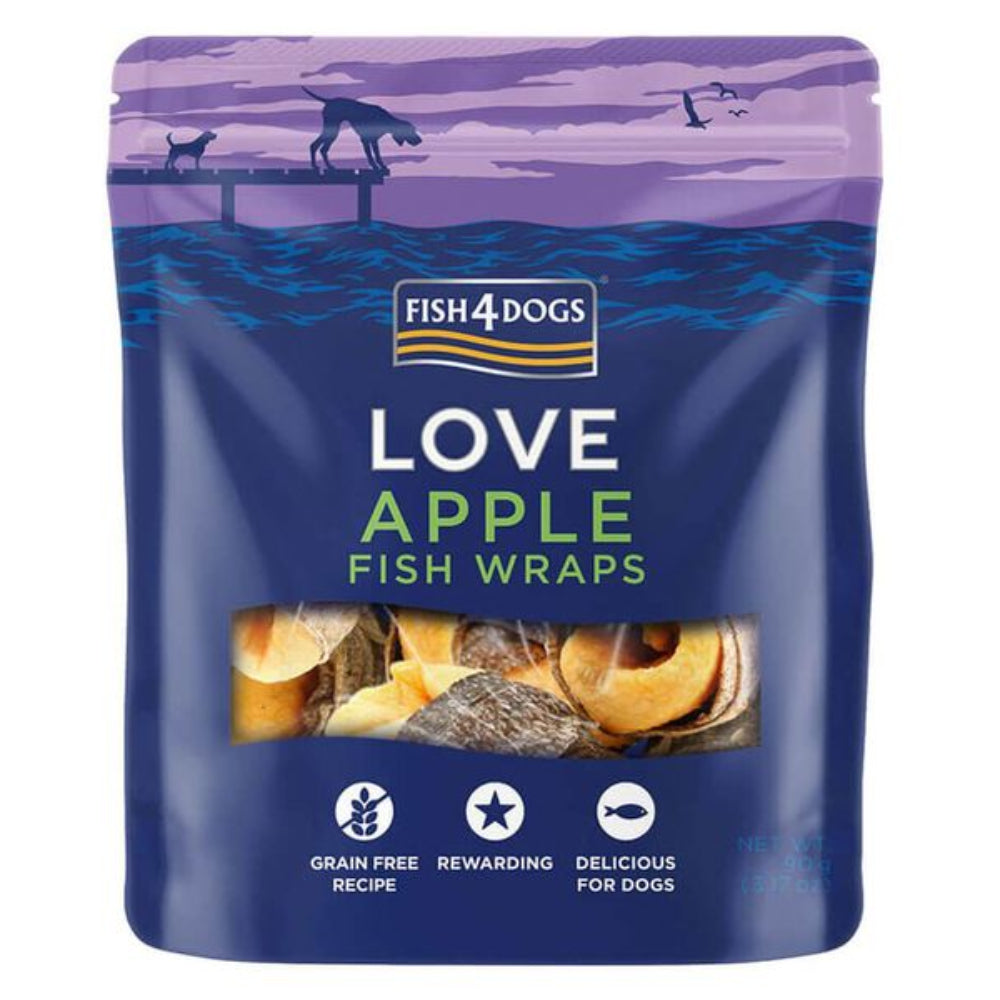 Fish 4 Dogs Love Apple Fish Wraps 90g - Valuepet.ie