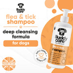 Buddycare Flea and Tick Shampoo, deep cleansing formula for dogs, made in the UK, sulphate free