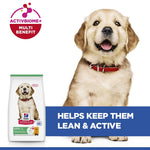Hill's Science Plan Large Breed Puppy with ActivBiome+ Multi Benefit, puppy beside the bag