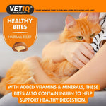 Ginger cat being cuddled: VetIQ Healthy Bites Hairball Relief with inulin for healthy digestion