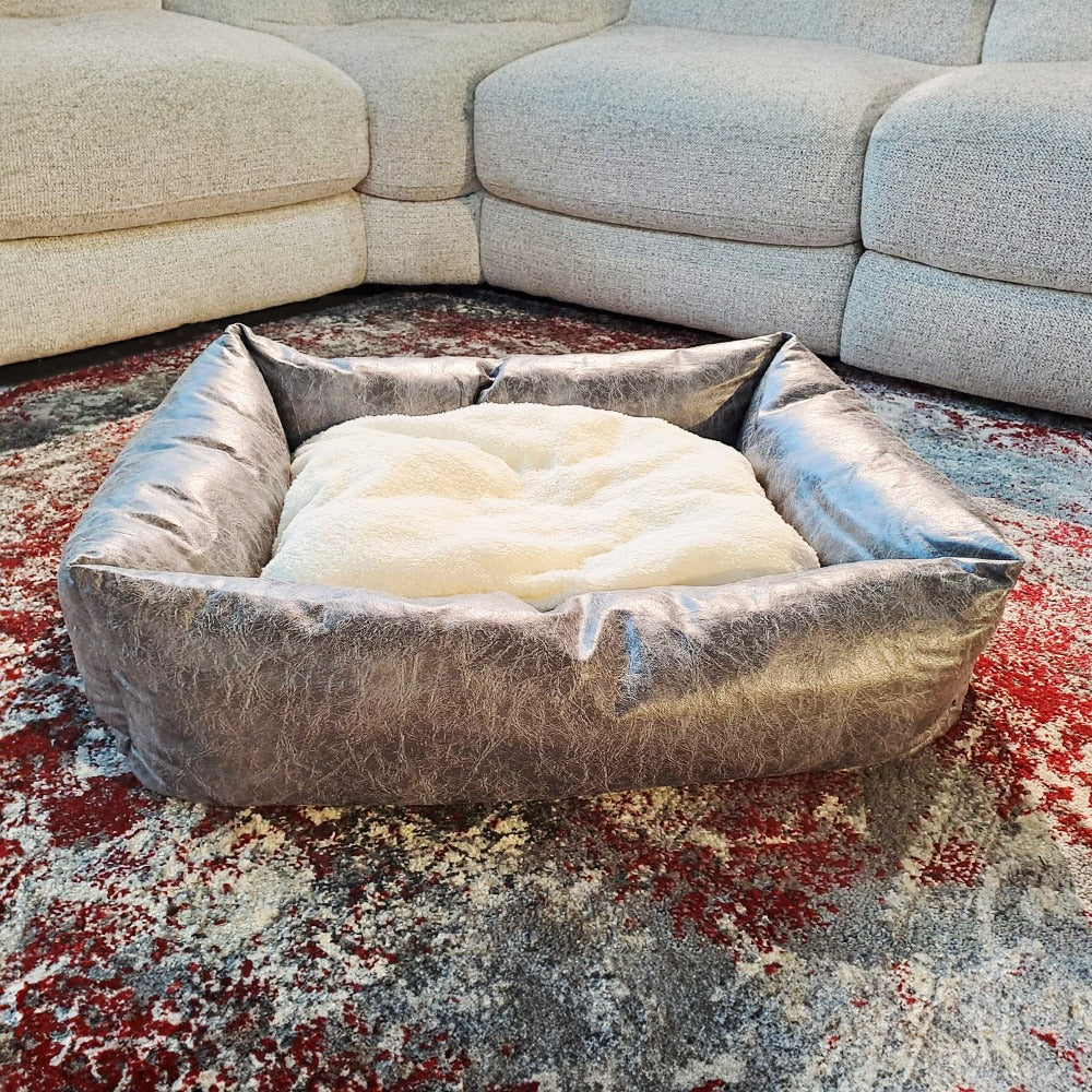 Plush Dog Bed - Grey - Valuepet.ie