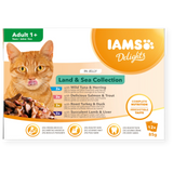 IAMS Delights Cat Food Land & Sea Collection 12x85g – Mixed Wet Food