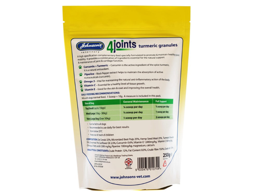Johnsons 4-Joints Tumeric Granules 250g - Valuepet.ie