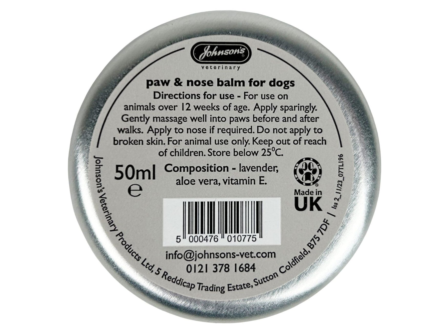 Johnsons Paw and Nose Balm 50ml - Valuepet.ie