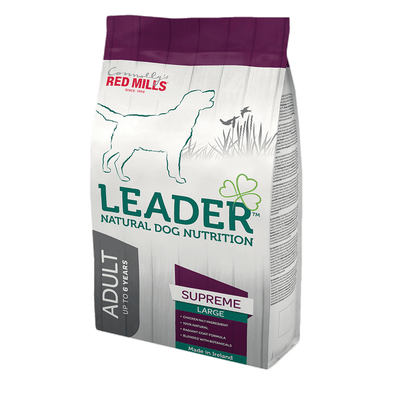Red Mills Leader Adult Supreme Large Breed Chicken and Rice dog food bag, front of pack