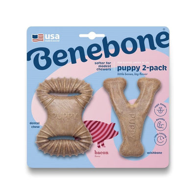 Benebone Puppy 2pk Chew/Wishbone Bacon
