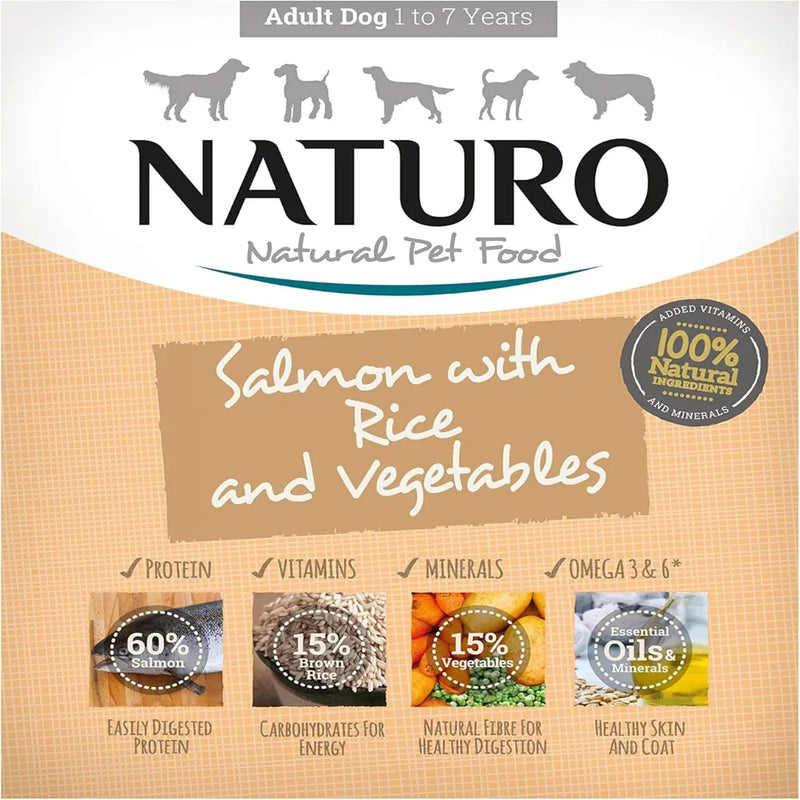 Naturo Adult Mini Salmon, Rice & Veg Wet Dog Pouches