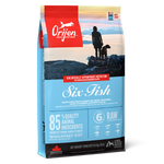 ORIJEN Six Fish grain free dry dog food, front of bag