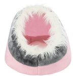 Trixie Minou Cat Cave in pink and grey, front view of the entrance and cushion
