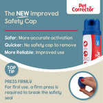 Pet Corrector new improved safety cap: press firmly on first use to break the safety seal