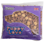 Dog Section > Biscuits, Treats & Chews > Pointer Display & Pre-Pack Treats < Previous Product Code| Next Product Code > POINTER PUPPY LOVE 400G