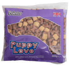 Dog Section > Biscuits, Treats & Chews > Pointer Display & Pre-Pack Treats < Previous Product Code| Next Product Code > POINTER PUPPY LOVE 400G