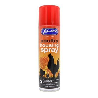 Johnson's Poultry Housing Spray 250ml aerosol can, front