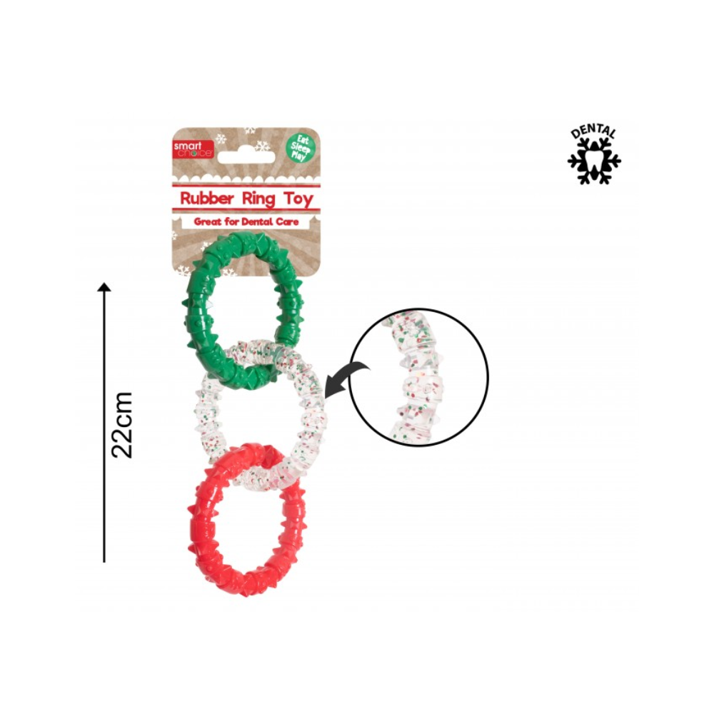 Christmas Rubber Ring Toy - 22cm - Valuepet.ie