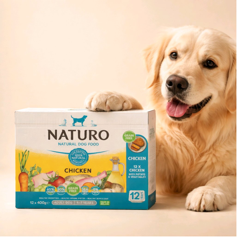 Naturo Adult Dog Chicken & Potato with Vegetables - Grain Free Dog Food | 400g Trays x 12