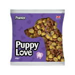 Pointer Puppy Love dog treats 400g bag, front of pack