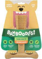 Bamboodles T-Bone chew toy, chicken flavour, large size, current pack design