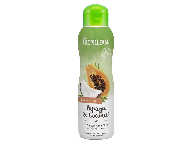 Tropiclean Papaya and Coconut 2 in 1  shampoo and Conditioner - Valuepet.ie