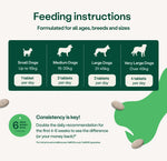 YuMOVE Joint Support for Adult Dogs feeding instructions: 1 to 4 tablets a day by dog size