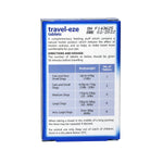 Johnson's Travel-eze tablets back of box with directions and dosage table by bodyweight