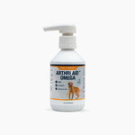 NutriScience Arthri Aid Omega liquid joint supplement for dogs, new packaging bottle with pump dispenser