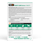 VetIQ Joint Care Extra+ Senior 45 tablets, back of pack with ingredients and usage guide