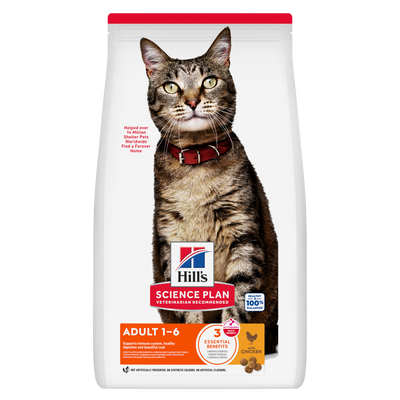 Hill's Science Plan Adult 1 to 6 dry cat food with chicken, front of bag