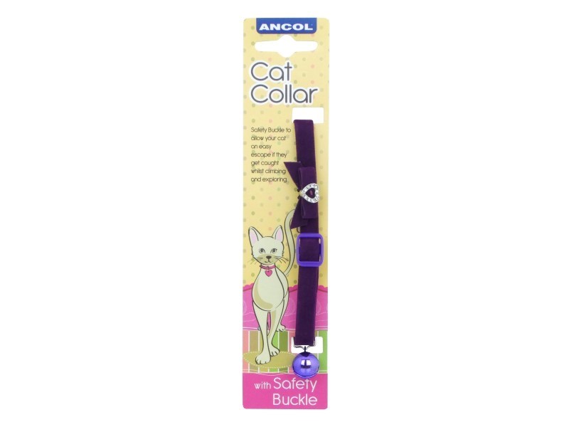 ancol purple velvet cat collar