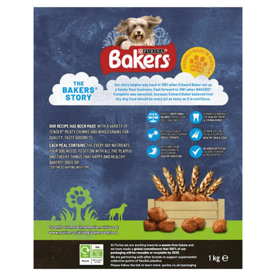 bakers meaty meals adult dog food with beef 1kg