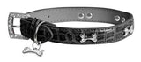 Black Diamante Bone Dog Collar 70cm