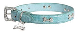 Blue Diamante Bone Dog Collar 70cm