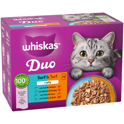 Whiskas Duo Surf and Turf in Jelly 12 x 85g pouch box, current pack