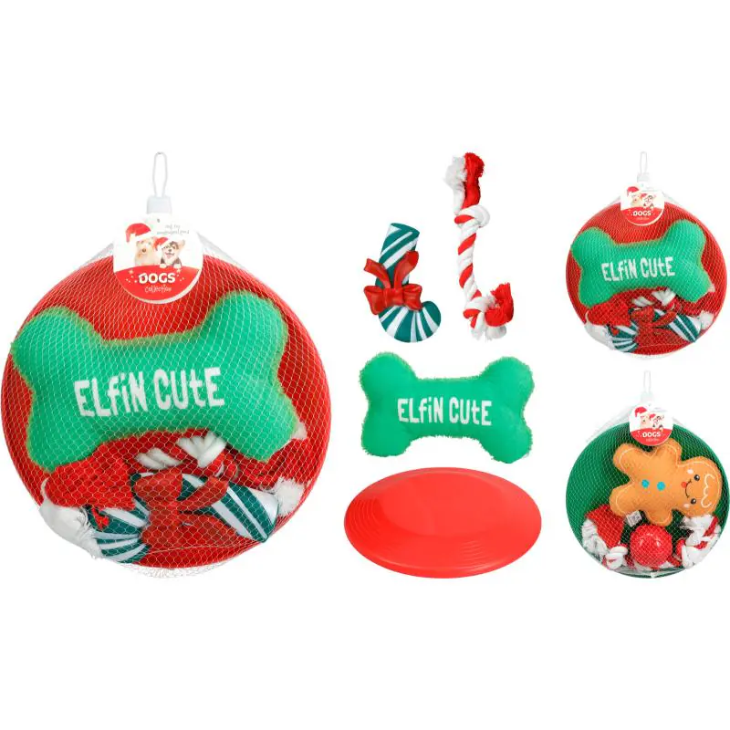 XMAS DOG TOY SET OF 4PCS