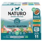 Naturo Adult Dog Grain Free Poultry Selection Variety Pack Trays 400g x 12