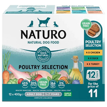 Naturo Adult Dog Grain Free Poultry Selection Variety Pack Trays 400g x 12
