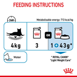 Royal Canin Light Weight Care in Jelly feeding instructions for a 4kg cat