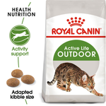 Royal Canin Outdoor bag with activity support and adapted kibble size benefits