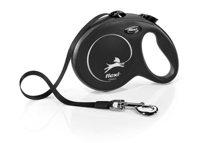 Flexi Classic Large 5m retractable tape dog lead in black