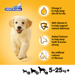 Pedigree DentaTubos Puppy benefits: Omega 3, vitamin E, added calcium, no artificial colours or flavours