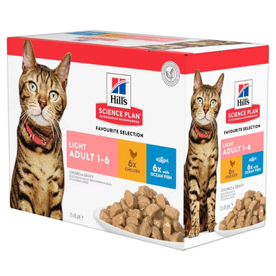Hill's Light Wet Cat Food – Chicken & Fish 85g pouch front view