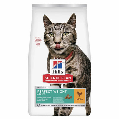 Front view of Hill's Science Plan Perfect Weight Cat Food – Chicken 2.5kg bag