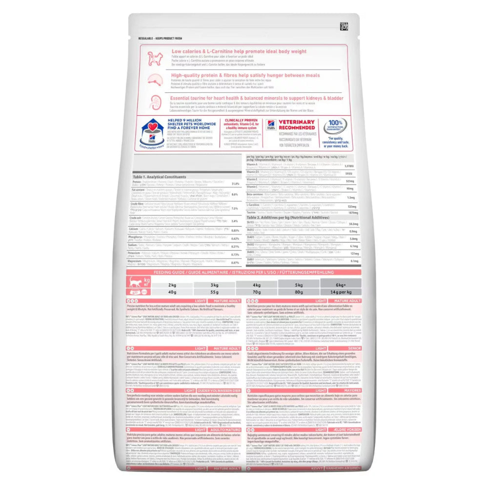 Hill's Science Plan Mature Adult Light Dry Cat Food 1.5kg – Chicken