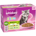 Whiskas Kitten 2 to 12 months Mixed Menu in Jelly box of 12 x 85g pouches