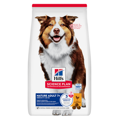 Hill's Science Plan Mature Adult 7+ Medium Breed Dog Food with Chicken, front of bag