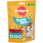 Pedigree Tasty Minis Beef & Poultry Chewy Slices 155g adult dog treats, front of pack