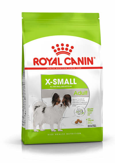 Royal Canin X-Small Adult dry dog food 1.5kg bag, front of pack